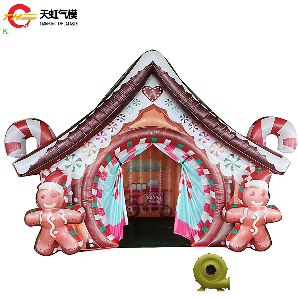 Casa inflável de Natal 3D inflável Natal ao ar livre LED 3D Arco Natal Inflável Grande Enfeite