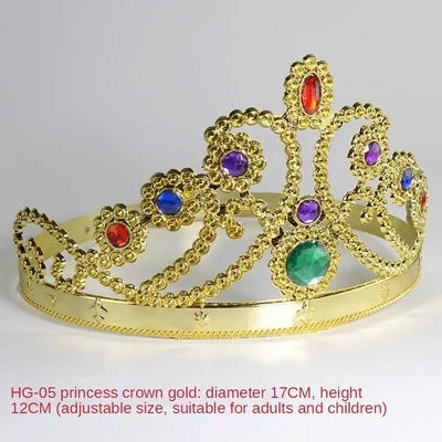 Coroa Rei Rainha Príncipe Princesa Plástica Ajustável Festa Com Rainha Dourada