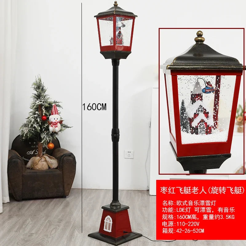 Poste lanterna natal decorativa com luz LED poste decorativo papai Noel Natal Luz e Neve