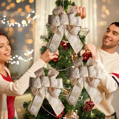 Laço de fita de Natal 1/2 peças tecido brilhante laços de fita natal nós presente decoração