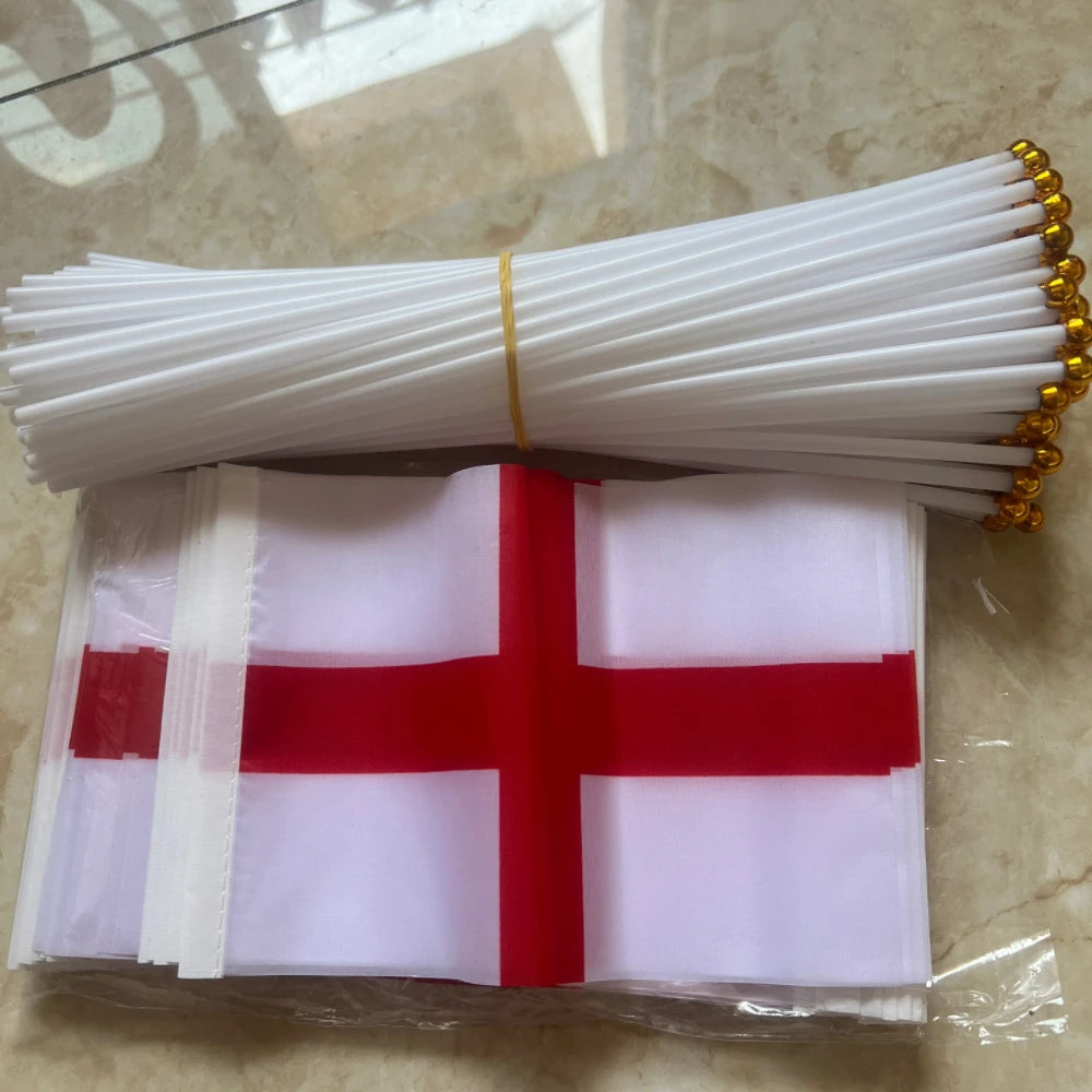 Mini bandeiras da Inglaterra Bandeira de mão 14x21cm, 50 peças de bandeiras inglesas