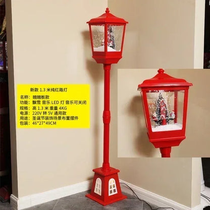 Poste Natalino Musical com Neve Artificial, 1.2 metros, Iluminação LED,  Músicas e 38cm