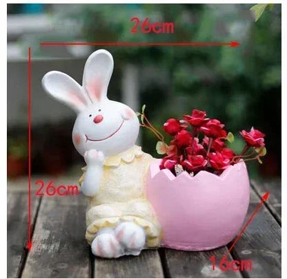 Estatueta Jardim Vaso de Flores Feito à Mão Decorativo Pai 62cm