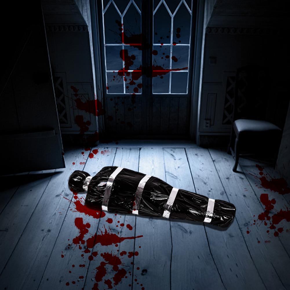 Cadáver Decorações de Halloween, adereços de vítimas mortas, cadáver falso assustador, saco de cadáver falso assustador para exterior/interior assombrado