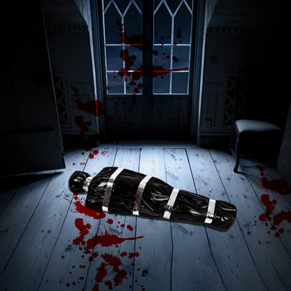 Cadáver Decorações de Halloween, adereços de vítimas mortas, cadáver falso assustador, saco de cadáver falso assustador para exterior/interior assombrado