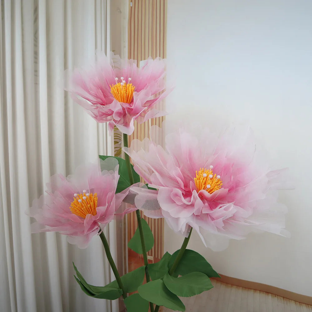 Peônia Artificial Realista , Cabeça De Flor Grande De 50 Cm , Flores Falsas Ao Ar Livre