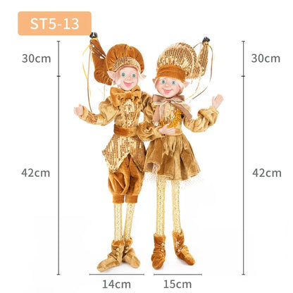 Conjunto de 2 elfos de Natal de 66 cm, adorável elfos vermelhos e verdes para pendurar