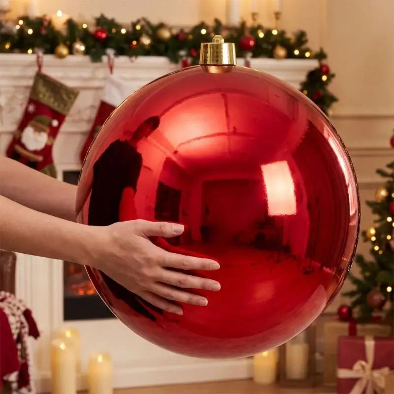 Bola de Natal Gigante Shopping 1 Peça de 25/30/40cm Grande Brilhante Bola Natal Vermelho