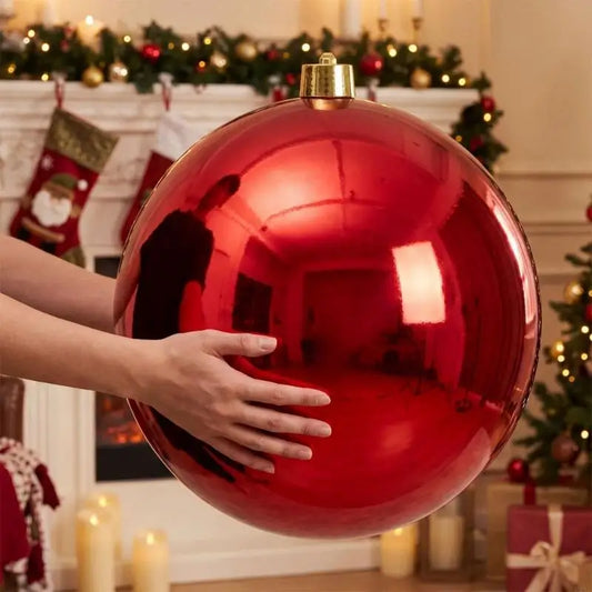 Bola de Natal Gigante Shopping 1 Peça de 25/30/40cm Grande Brilhante Bola Natal Vermelho