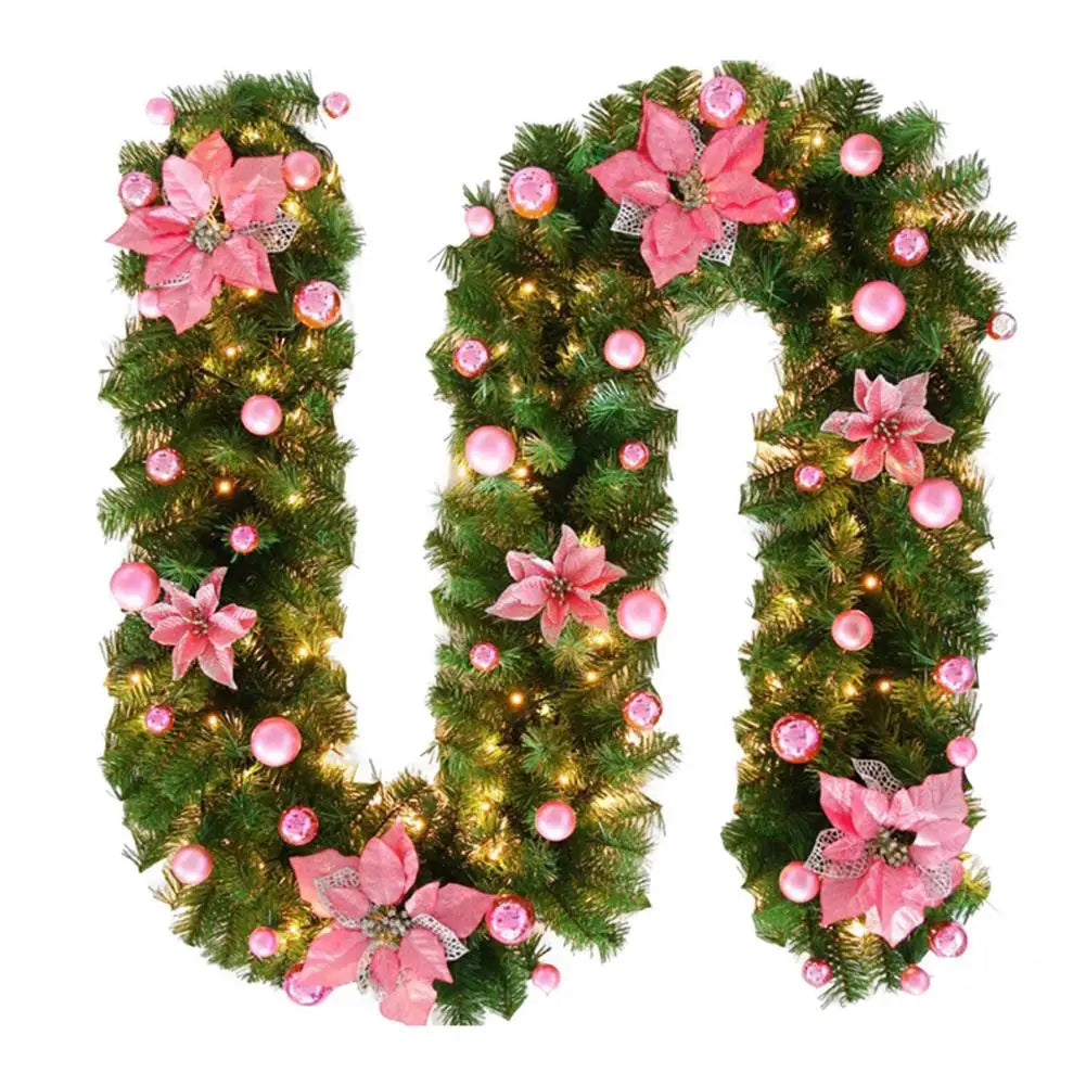 Coroa de vime LED de Natal verde decorativa 2,7 Metro Guirlanda Natal artificial Guirlanda