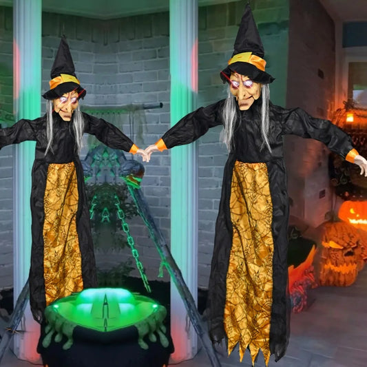 Halloween Pendurado Bruxa Casa Mal-assombrada Horror Prop Leve Portátil Pendurado