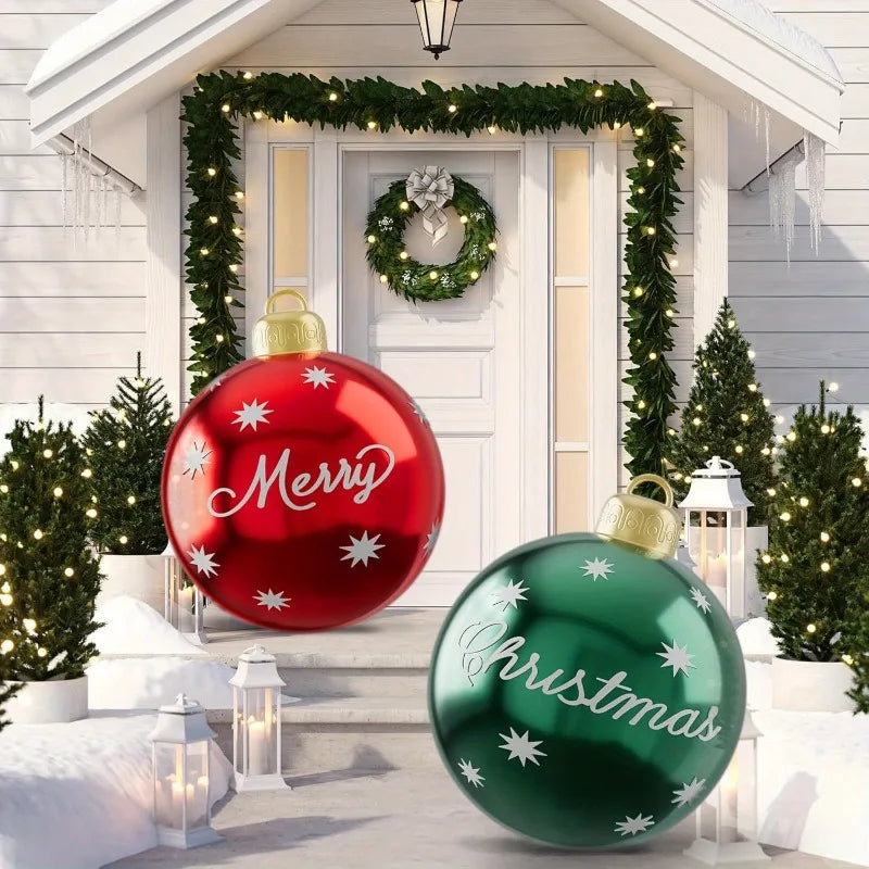 Bola De Natal Inflável 60CM PVC Ao Ar Livre 2 Unidades Bola De Natal Inflável