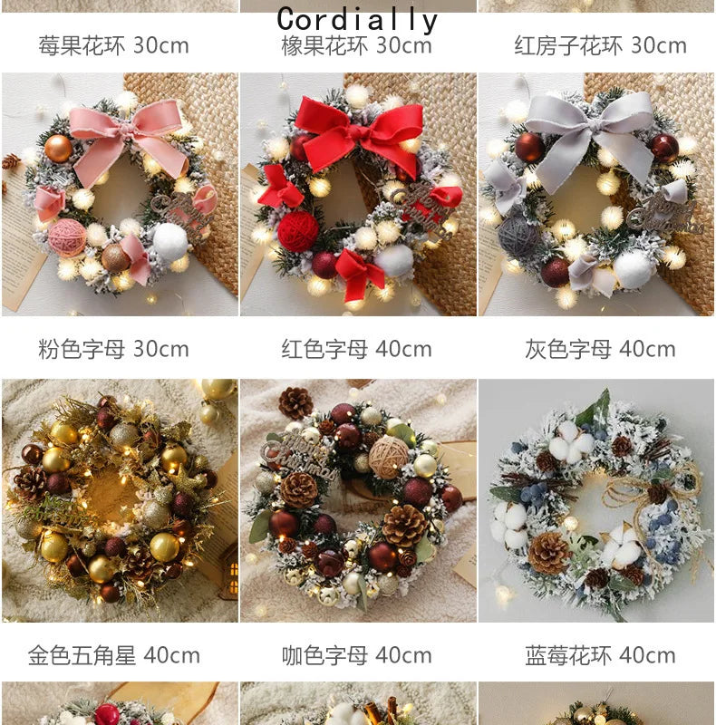 Guirlanda de outono de 50CM, elegante guirlanda de Natal champanhe dourado vermelho