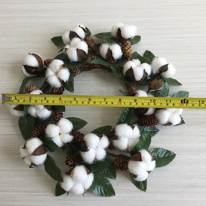 Guirlanda de flores de algodão seco, guirlanda de Natal, pingente de porta, decoração