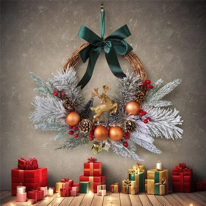 Guirlanda pequena, enfeites de natal, decoração de atmosfera guirlanda Natal artificial porta