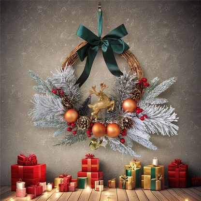 Guirlanda pequena, enfeites de natal, decoração de atmosfera guirlanda Natal artificial porta