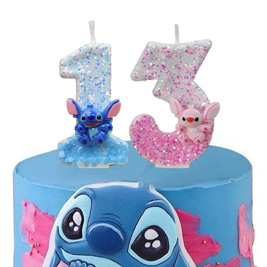 Vela Aniversário Stitch Em Biscuit Dois Digitos 1 A 9 Anos