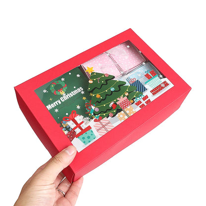 Caixa Pacote 1 Caixas de Biscoito de Natal Janela, Caixas de Presente de Papel Vermelho