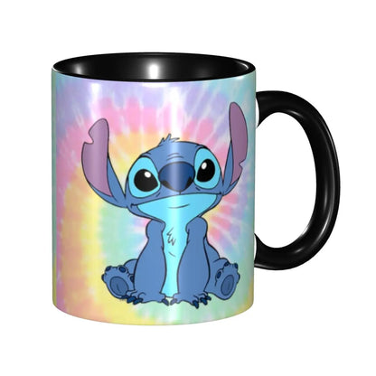 Caneca Lilo & Stitch Caneca de cerâmica floral (decalque através da alça), 590 ml