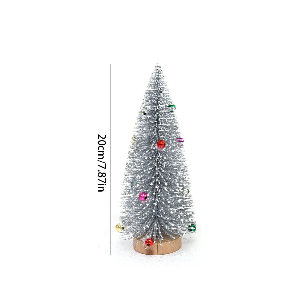 Árvores de Natal em Miniatura de Mesa - Pinheiro Artificial com Base de Madeira, Enfeite
