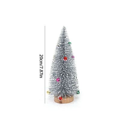 Árvores de Natal em Miniatura de Mesa - Pinheiro Artificial com Base de Madeira, Enfeite