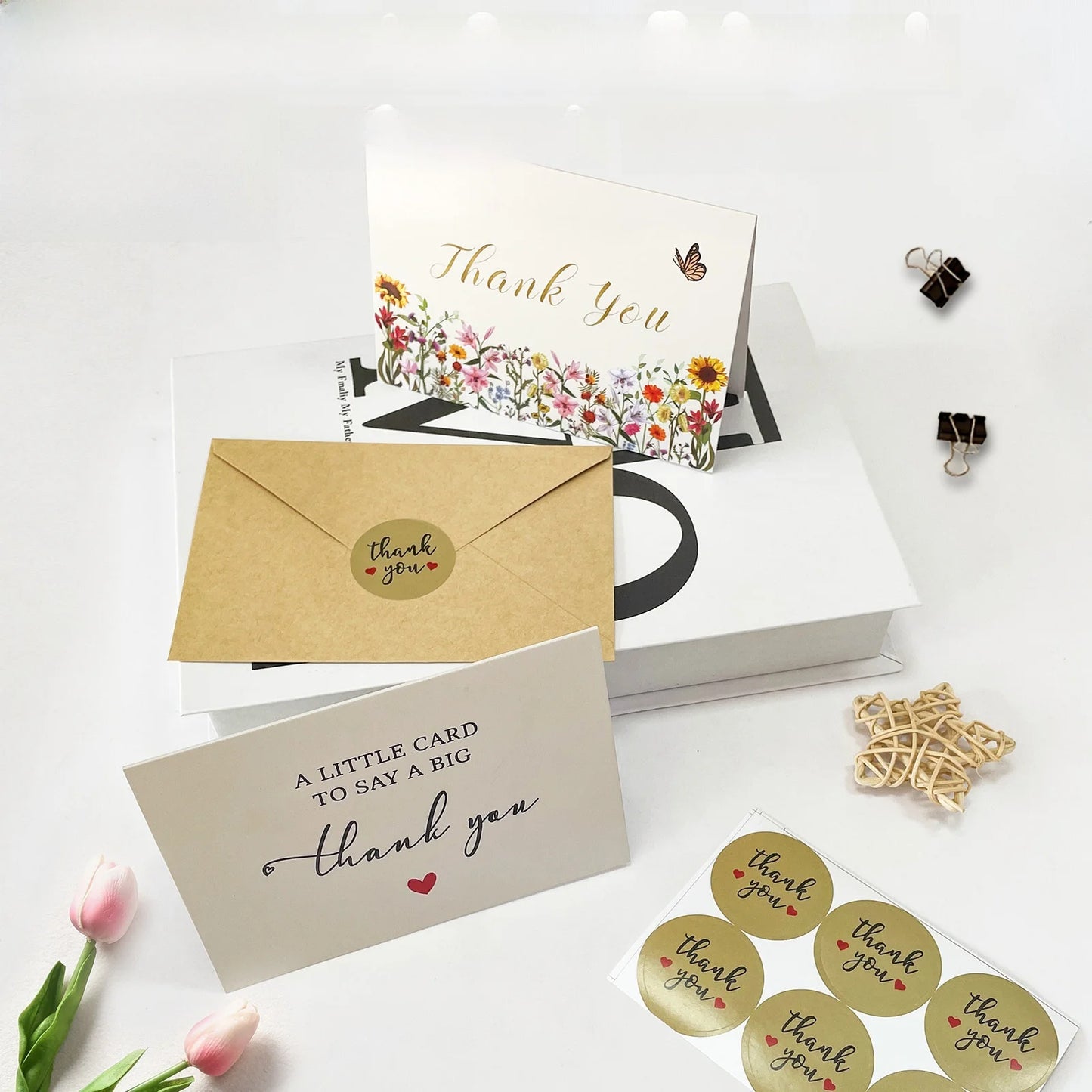 Cartões de agradecimento | Cartões de agradecimento e notas com envelopes |  Presentes