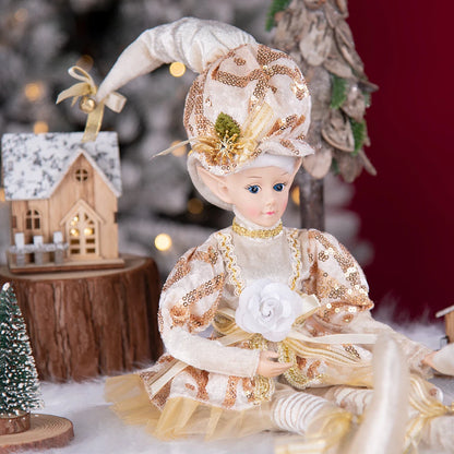Elfo de Natal, 38cm Macios e Adoráveis Enfeites de Árvore de Natal de Elfos para Árvore de Natal
