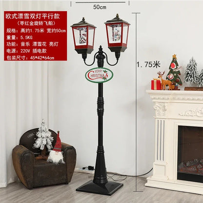 Poste lanterna natal decorativa com luz LED poste decorativo papai Noel Natal Luz e Neve