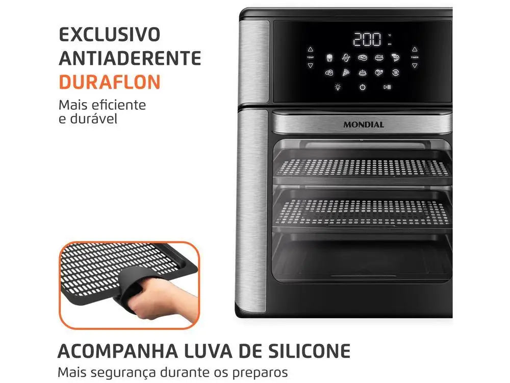 Fritadeira Elétrica sem Óleo/Air Fryer Mondial Forno Oven AFON-12L-BI Preta 12L/220V