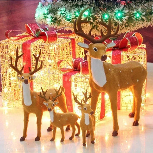 Rena de Natal Adorável Alce Escultura de Natal Design Realista Mini Enfeites de Veado