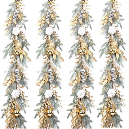 Guirlandas de Natal para porta da frente, guirlanda de Natal dourada de 18 polegadas galhos