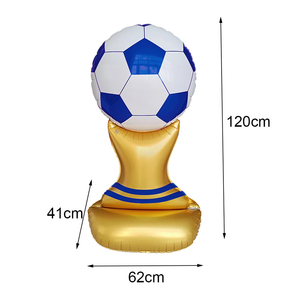 Balão de Copa do Mundo e Troféu Futebol Gigante Em Folha Para Decoração De Festa