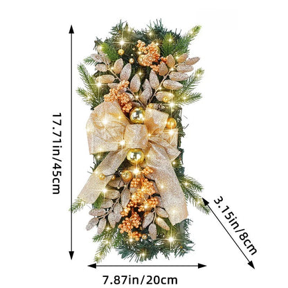 Guirlanda natalina com neve artificial Decoração de Natal Guirlanda Natal Porta Rattan