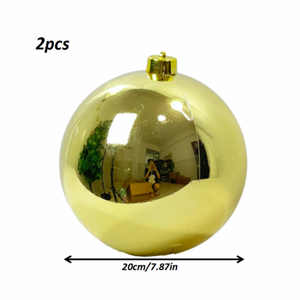 Bolas Natal Grandes Brilhantes, kit com 2 Bolas de Natal Rosa Brilhante Espelhada 15/25cm