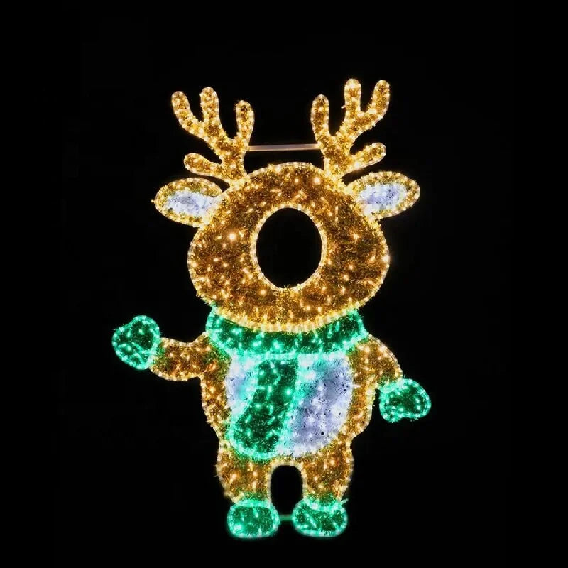 Decorações de rua de Natal Família de renas Moldura de foto 2D Motivo Luzes