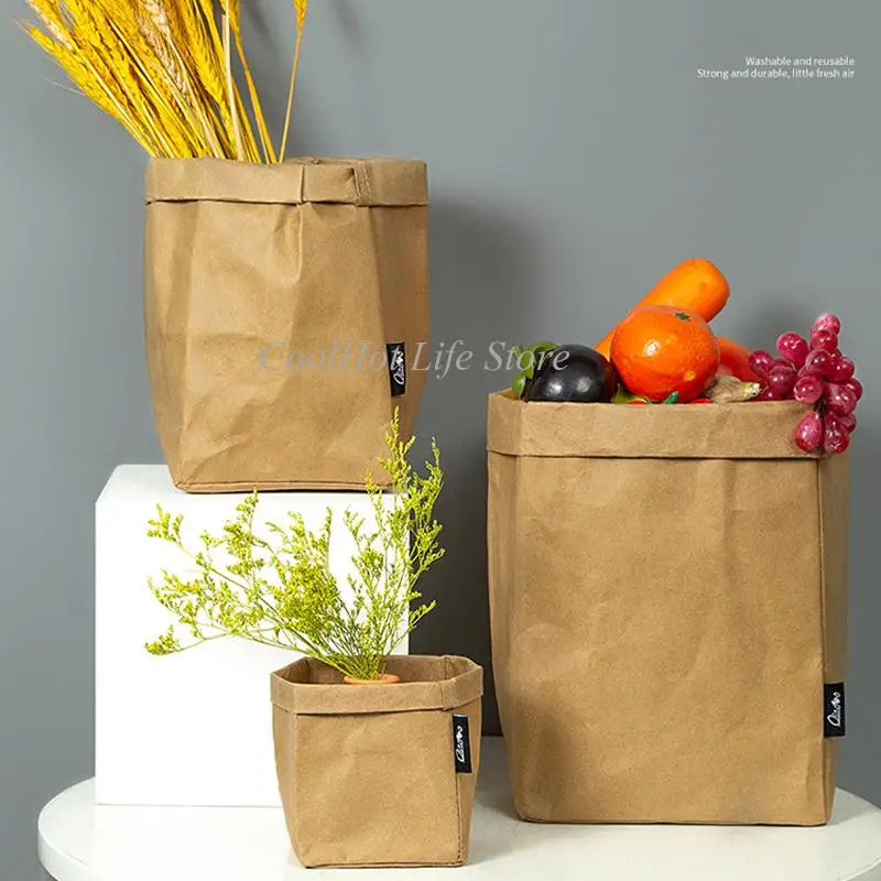 Saco De Papel Kraft Legumes Alimentos Geladeira Cozinha Fruta Decoração Sacos