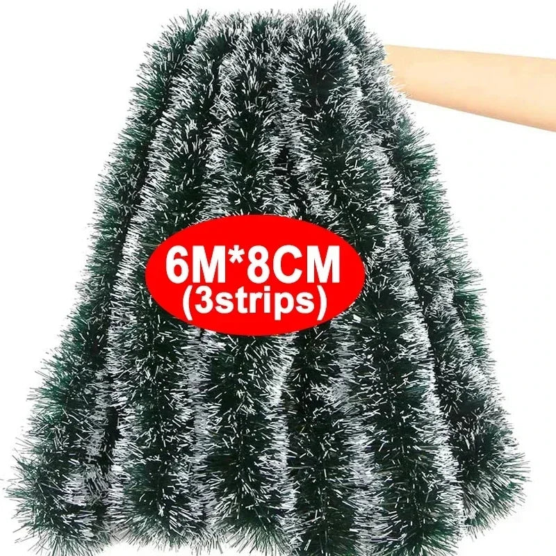 Guirlanda de Natal artificial (Verde/Comprido) Kit 10 Festão Grosso Verde Nevado 2mX20cm