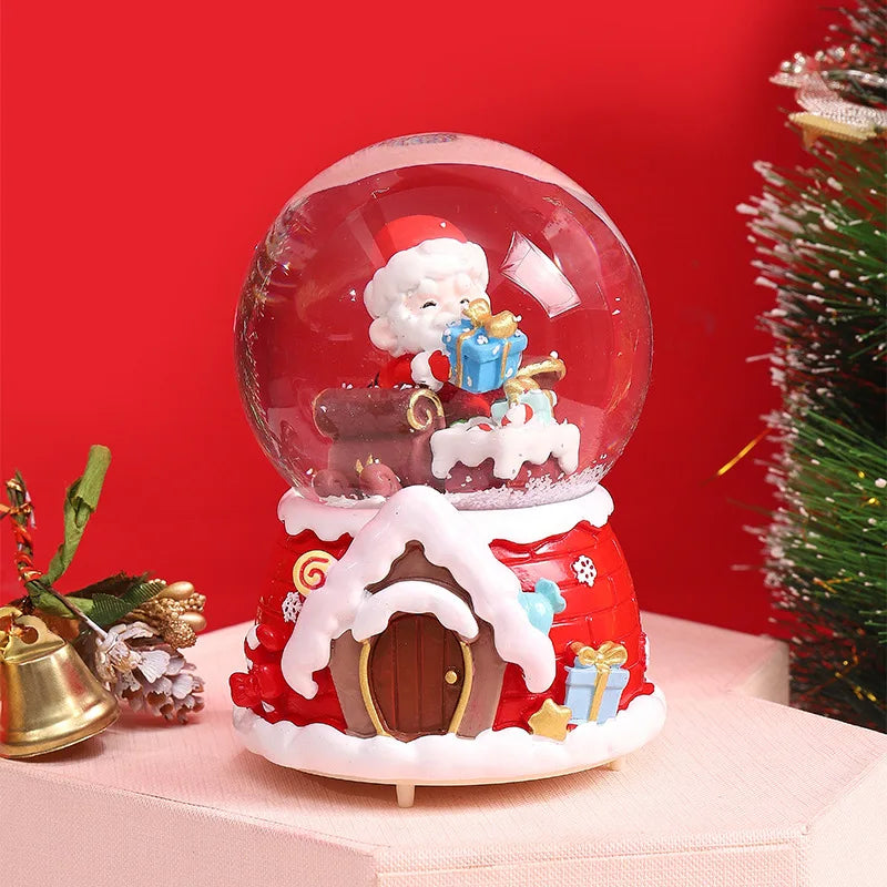 Globo de Neve de Natal, Bola de Cristal Iluminada, Enfeites de Bola de Vidro, Decorações