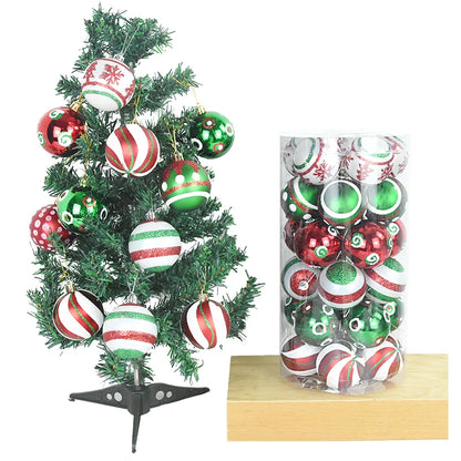 30 peças de enfeites de bolas de Natal, bolas de Natal vermelhas verdes e brancas
