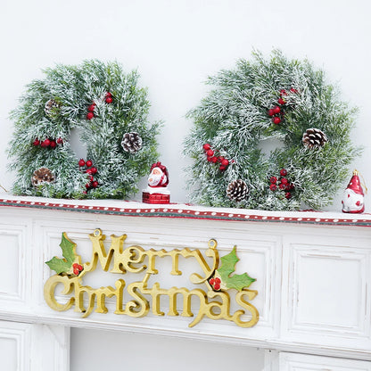 Guirlanda de Natal artificial corona decoração de guirlanda de Natal de plástico decorada
