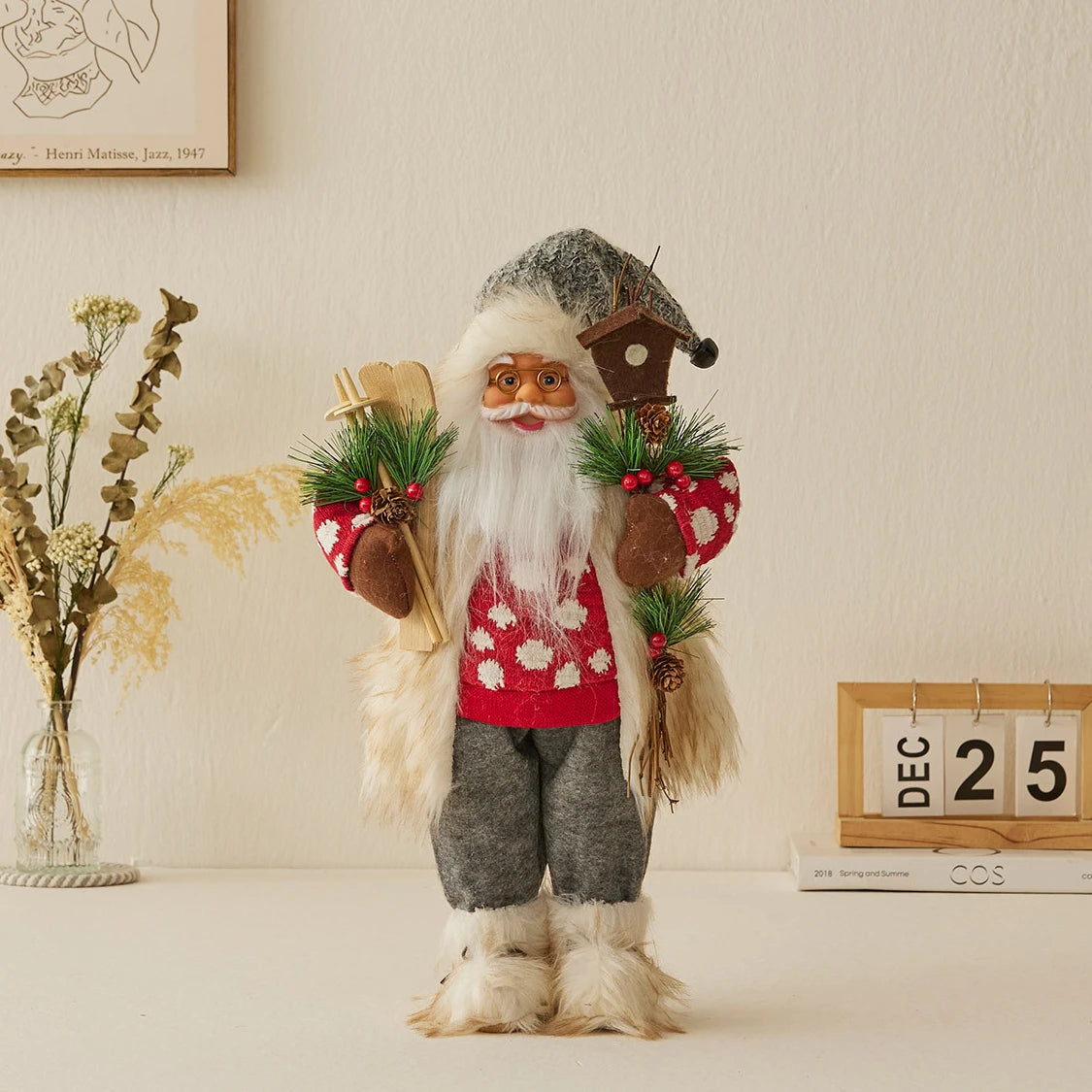 Boneco de Papai Noel - Decoração mesa Natal, estatuetas de Papai Noel, em pé, Papai Noel