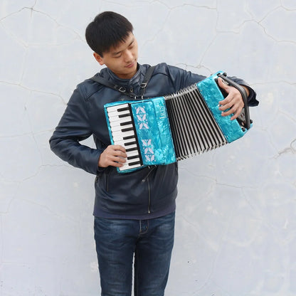 Acordeão, Acordeão DE Piano DE 22 Teclas para Crianças, Acordeão 8 Baixos (Céu azul)