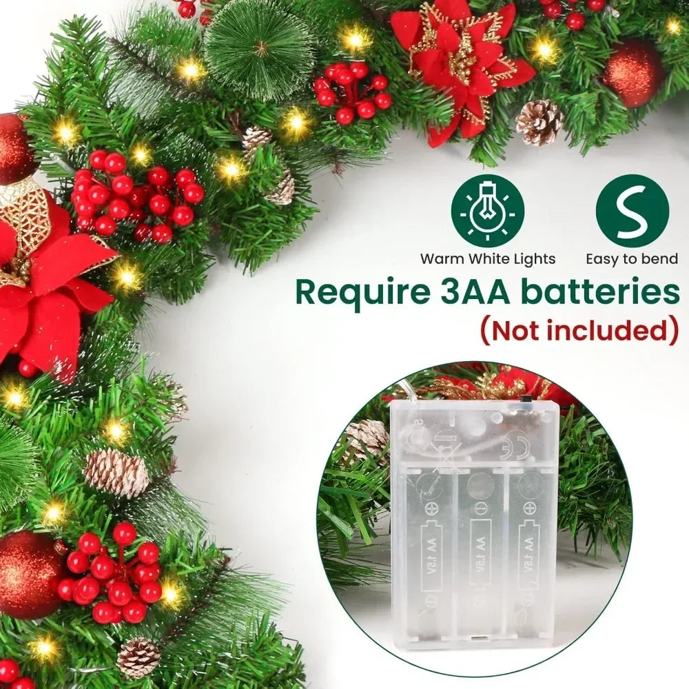 Guirlanda de Natal Comprimento 1 x 2,7 m LED Rattan Guirlanda de Natal para Mesa