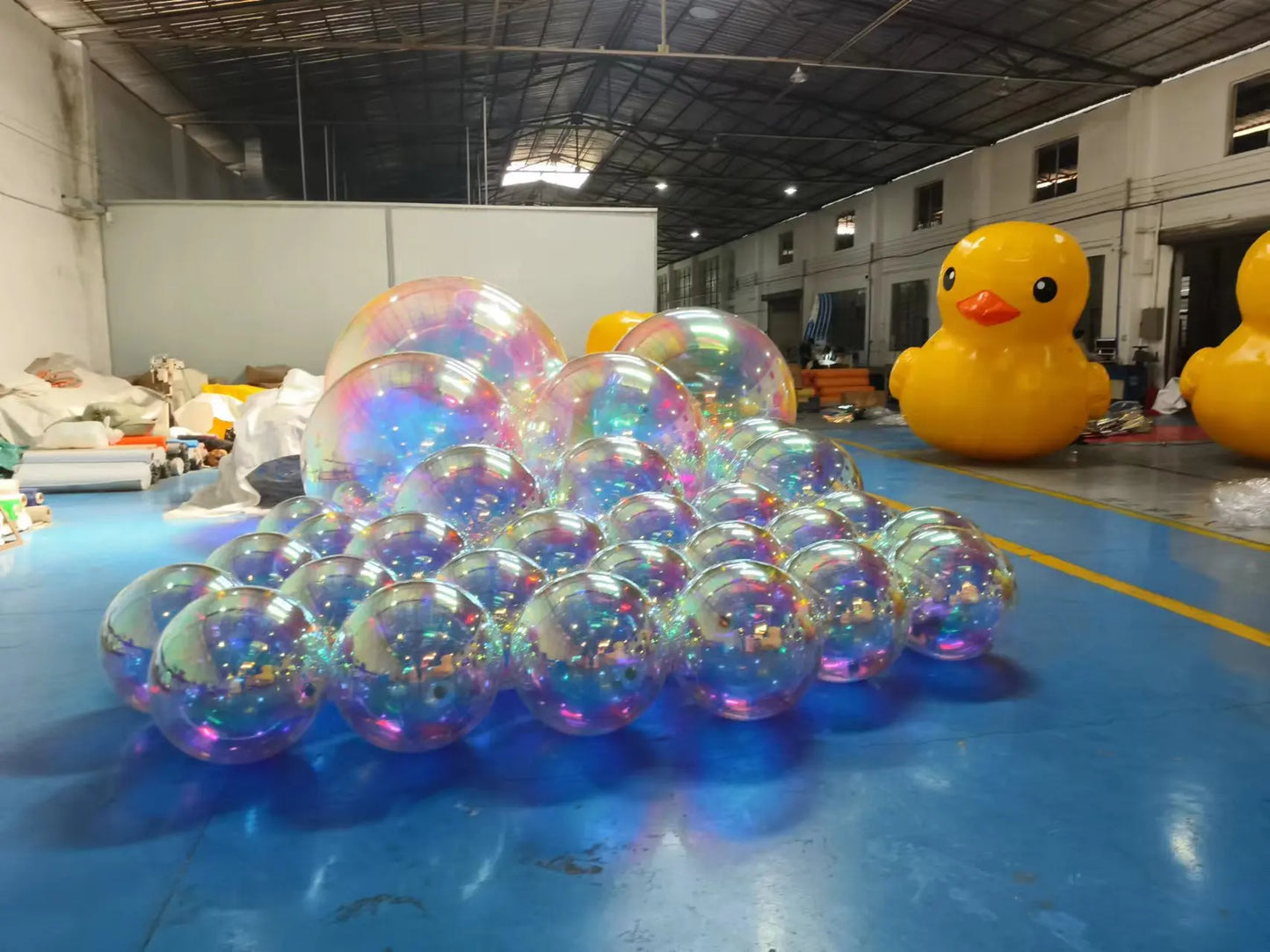 Bola de espelho inflável prateada, grande, brilhante, hermética, gigante, balão pendurar
