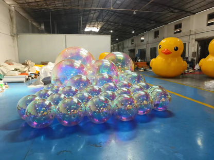 Bola de espelho inflável prateada, grande, brilhante, hermética, gigante, balão pendurar