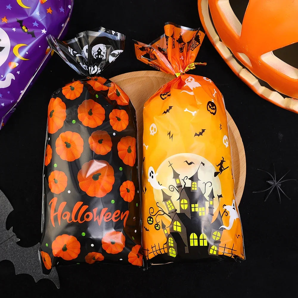 Sacos de celofane de Halloween, 50 unidades de sacos de doces de Halloween 50 peças
