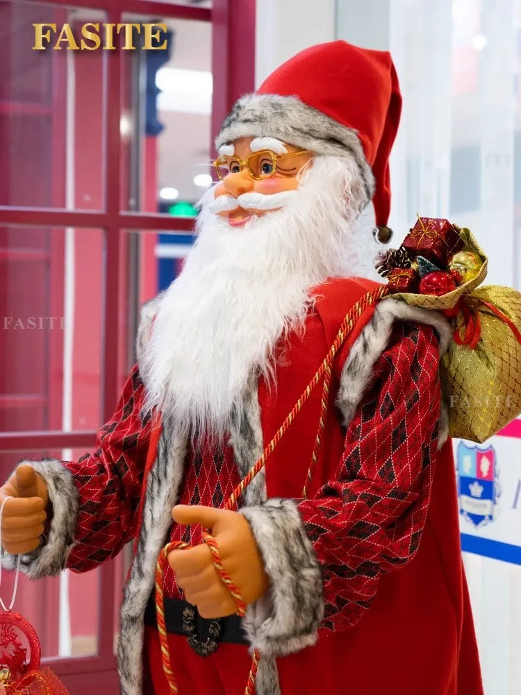 Papai Noel Dançante Animado Shopping Em Tamanho Real, Papai Noel Dançante Cantando