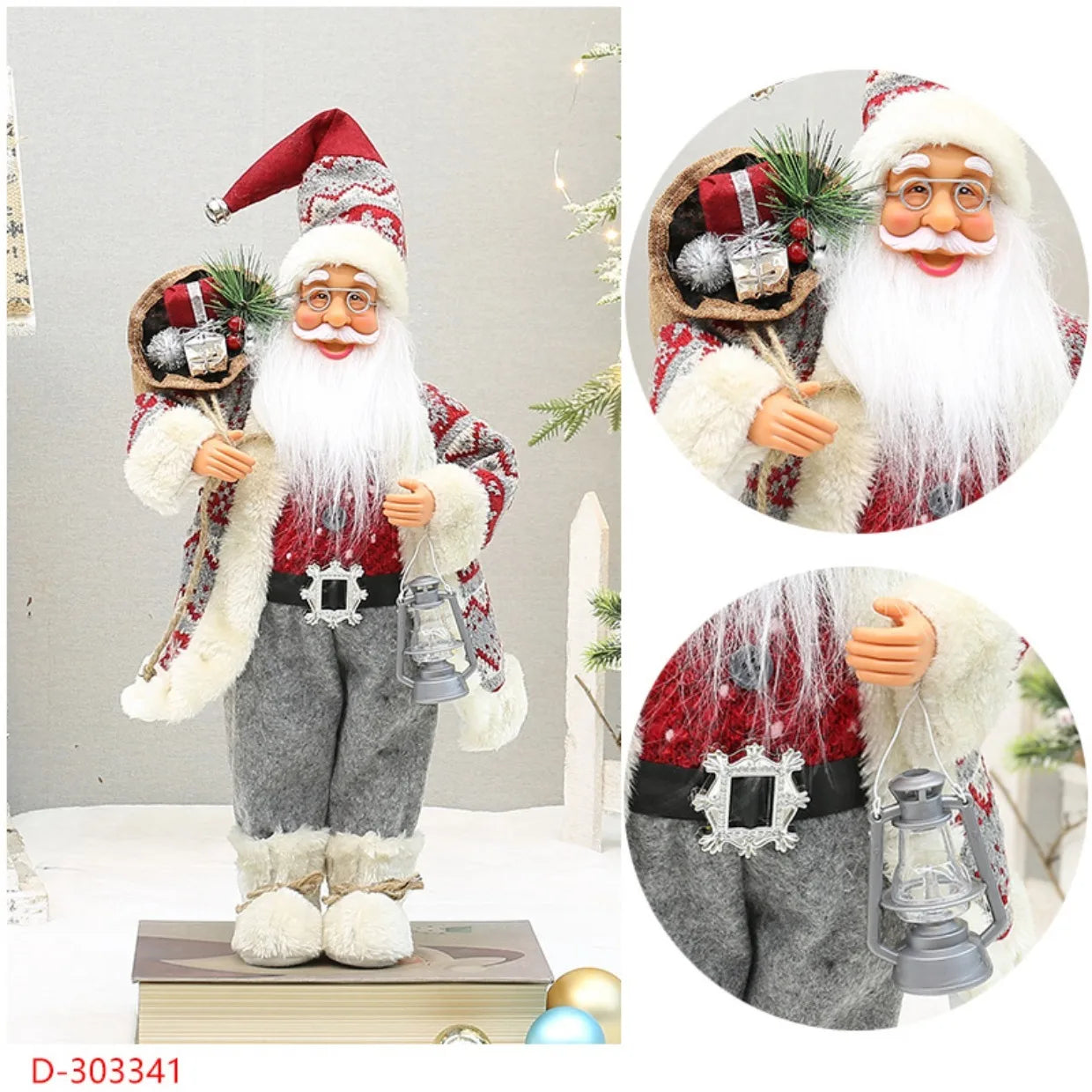 Bonecos de Papai Noel artesanais e fofos, figuras chiques de Papai Noel