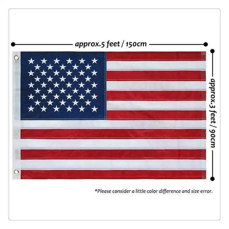 Bandeira americana de 3x5 pés - 90x150cm, resistente ao ar livre, 100% feita EUA listras