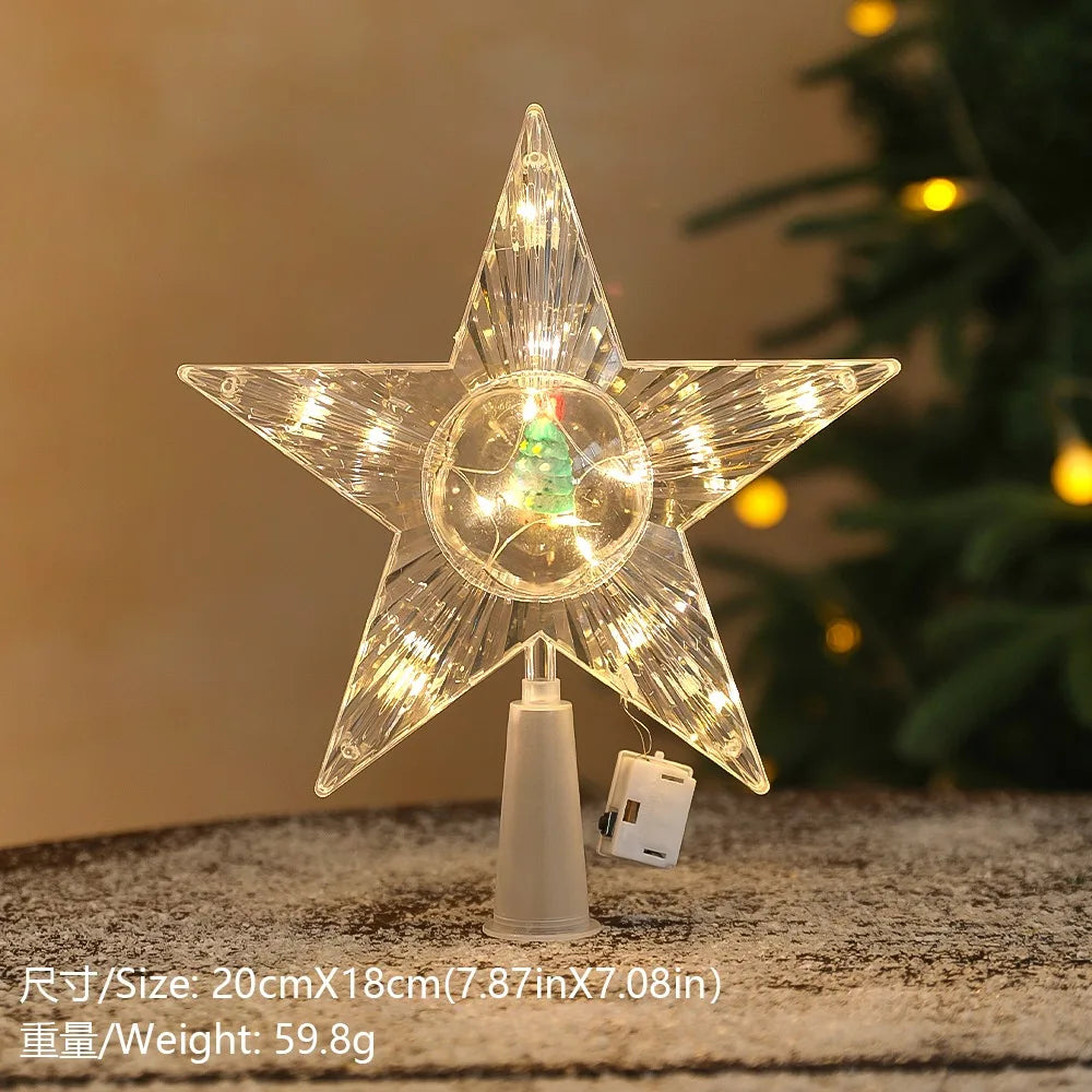 Estrela Ponteira para Árvore de Natal Colorida LED, 15 cm, Pisca-Pisca